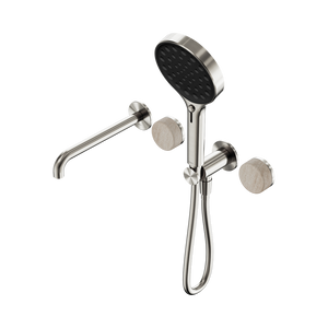 SERENITY PROGRESSIVE SHOWER SYSTEM WITH SPOUT WITH ROME TRAVERTINE HANDLE AND SERENITY HAND SHOWER BRUSHED NICKEL (24E015BN)