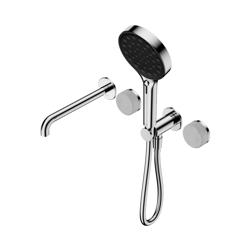 SERENITY PROGRESSIVE SHOWER SYSTEM WITH SPOUT WITH CARRARA HANDLE AND SERENITY HAND SHOWER CHROME (24E013CH)