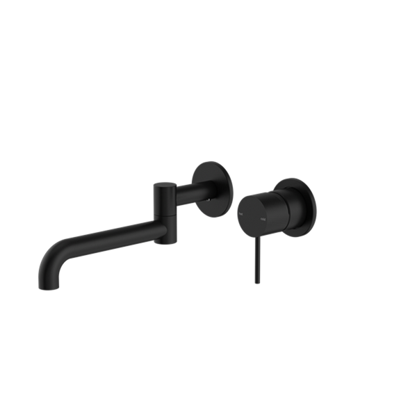MECCA WALL BASIN/BATH MIXER SWIVEL SPOUT 225MM MATTE BLACK (NR221910RMB)