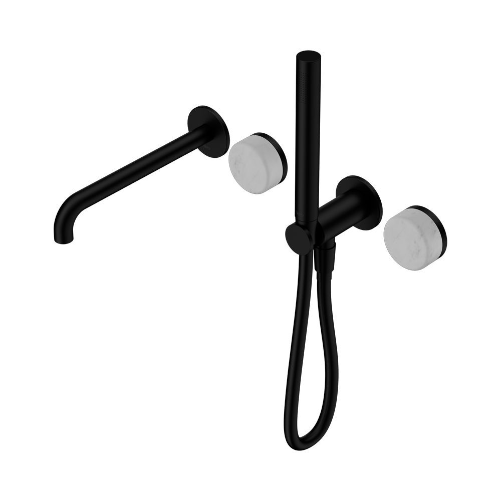 SERENITY PROGRESSIVE SHOWER SYSTEM WITH SPOUT WITH CARRARA HANDLE AND SLIM SHOWER MATTE BLACK (24E007MB)