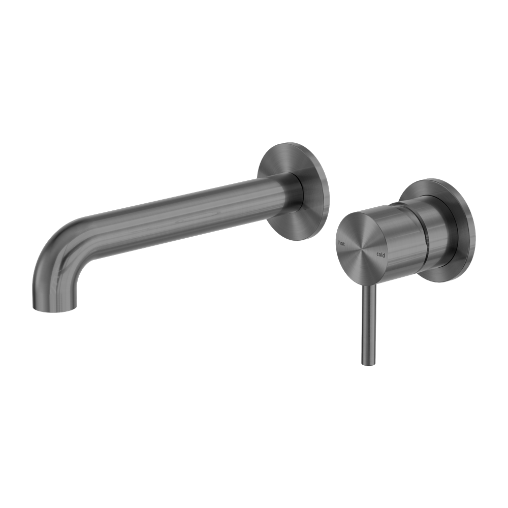Zen SS316L Wall Basin/Bath Mixer Separate Back Plate 185/230mm Spout Graphite