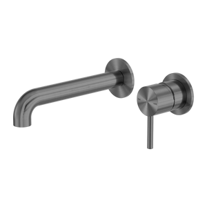 Zen SS316L Wall Basin/Bath Mixer Separate Back Plate 185/230mm Spout Graphite