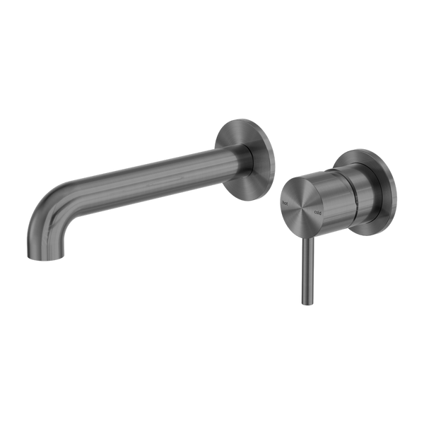 Zen SS316L Wall Basin/Bath Mixer Separate Back Plate 185/230mm Spout Graphite