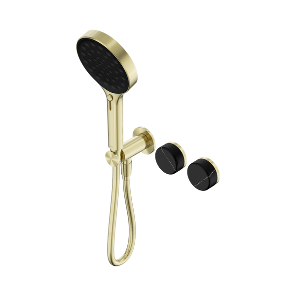 SERENITY PROGRESSIVE SHOWER SYSTEM WITH MARQUINA BLACK HANDLE AND SERENITY HAND SHOWER BRUSHED GOLD (24E132BG)