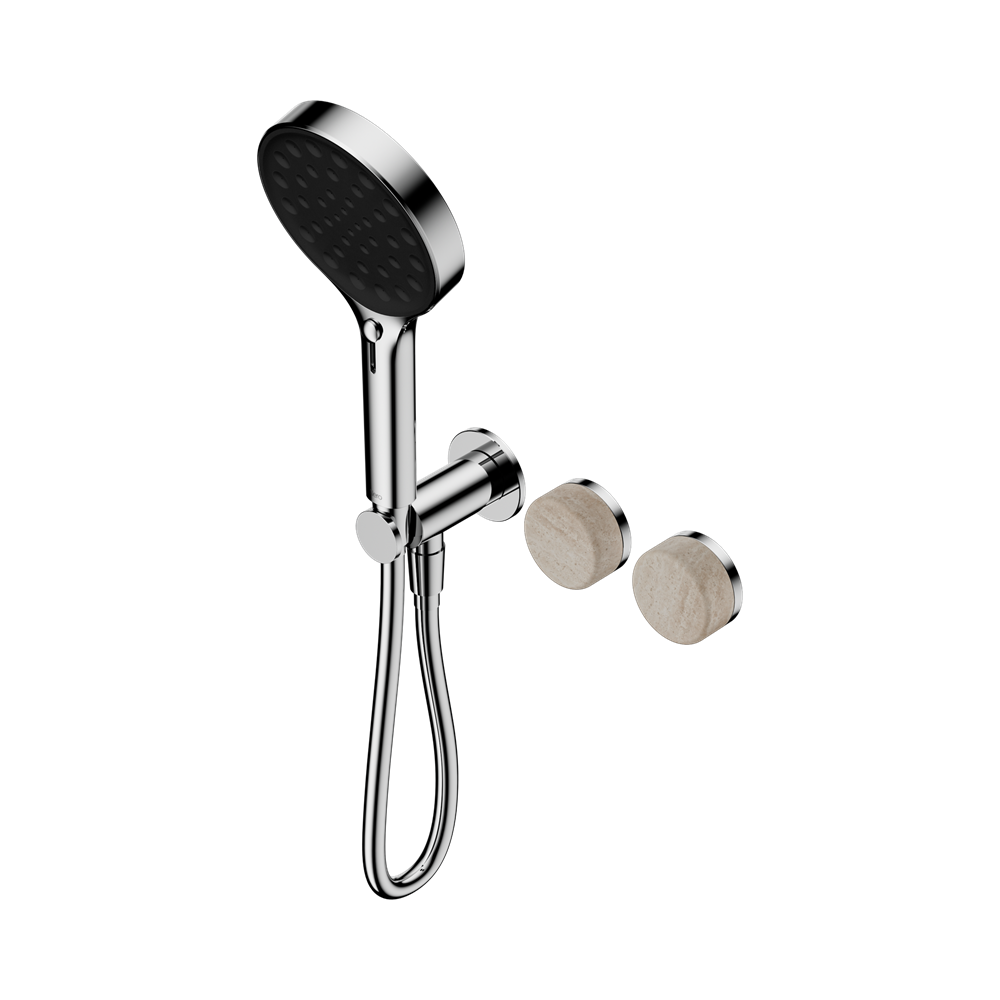 SERENITY PROGRESSIVE SHOWER SYSTEM WITH ROME TRAVERTINE HANDLE AND SERENITY HAND SHOWER CHROME (24E027CH)