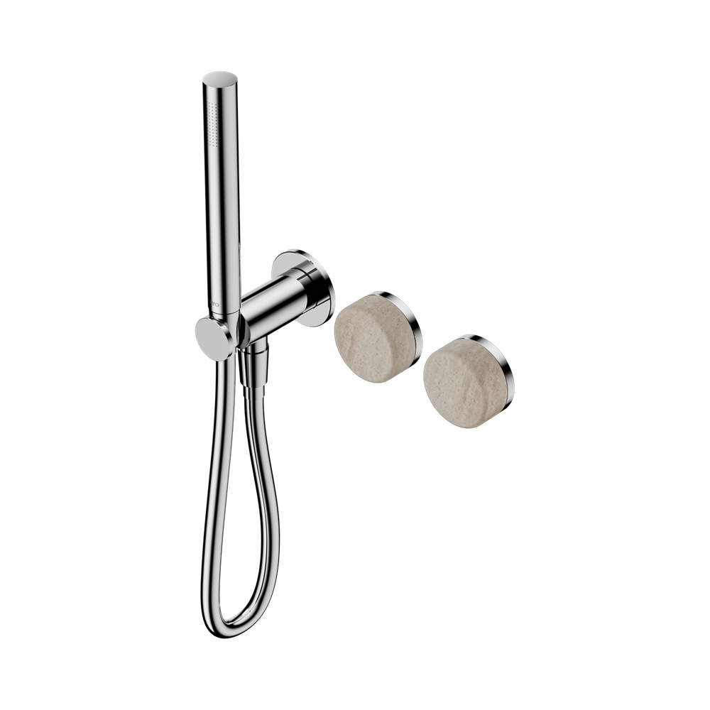 SERENITY PROGRESSIVE SHOWER SYSTEM WITH ROME TRAVERTINE HANDLE AND SLIM SHOWER CHROME (24E021CH)