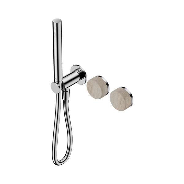 SERENITY PROGRESSIVE SHOWER SYSTEM WITH ROME TRAVERTINE HANDLE AND SLIM SHOWER CHROME (24E021CH)