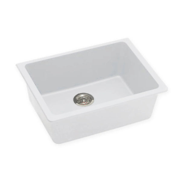 WH6347.KS WHITE GRANITE QUARTZ STONE UNDERMOUNT KITCHEN SINK SINGLE BOWL 635*470*241MM
