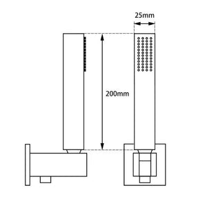 OX2127.SH.N+OX-S5.HHS SQUARE MATTE BLACK HAND HELD SHOWER SET
