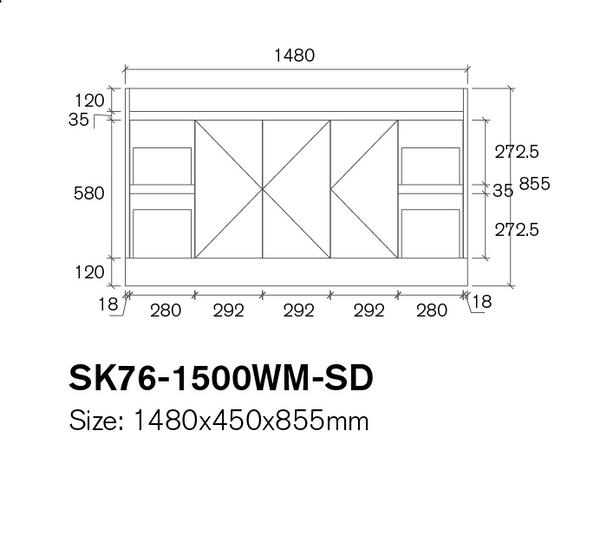 SK76-1500WM Quinn Collection Vanity 1500mm - Matt White Single Bowl / Double Bowls