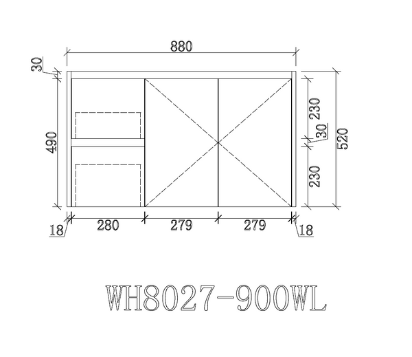 WH8027-900WM Willow Collection Vanity 900mm - Matt White Single Bowl
