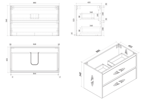 GLEN 900mm Natural Oak Wall Hung Vanity GLEN-WH900