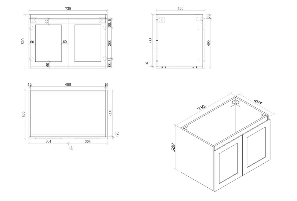 ELWOOD 750mm Matte White Wall Hung Vanity EL-WH750-MW