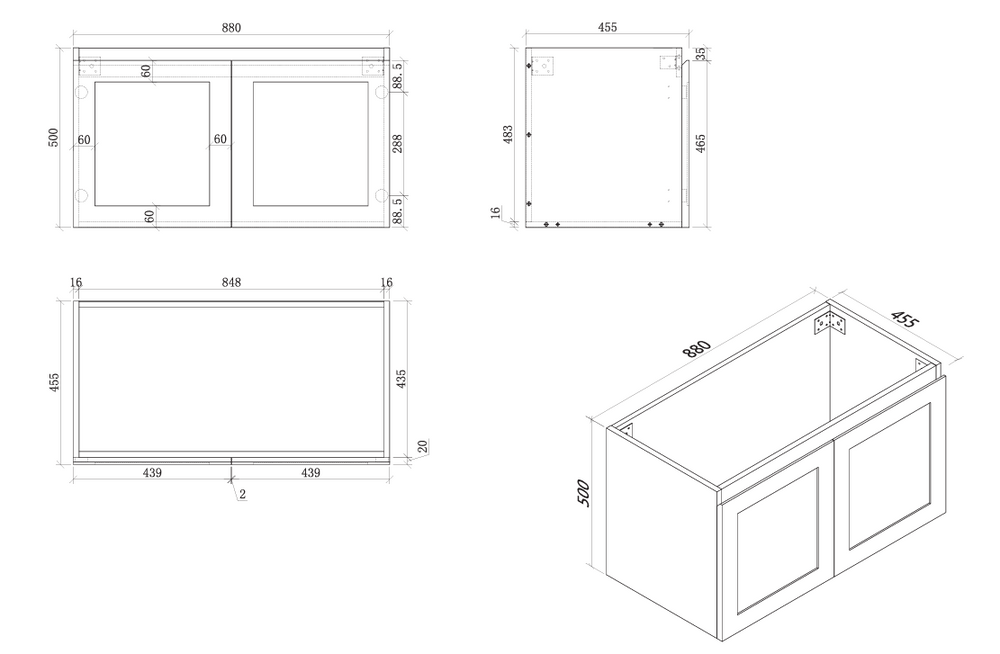 ELWOOD 900mm Matte White Wall Hung Vanity EL-WH900-MW