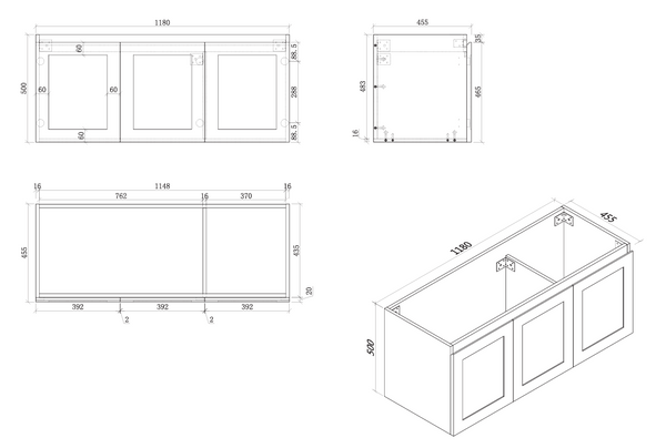 ELWOOD 1200mm Matte White Wall Hung Vanity EL-WH1200-MW