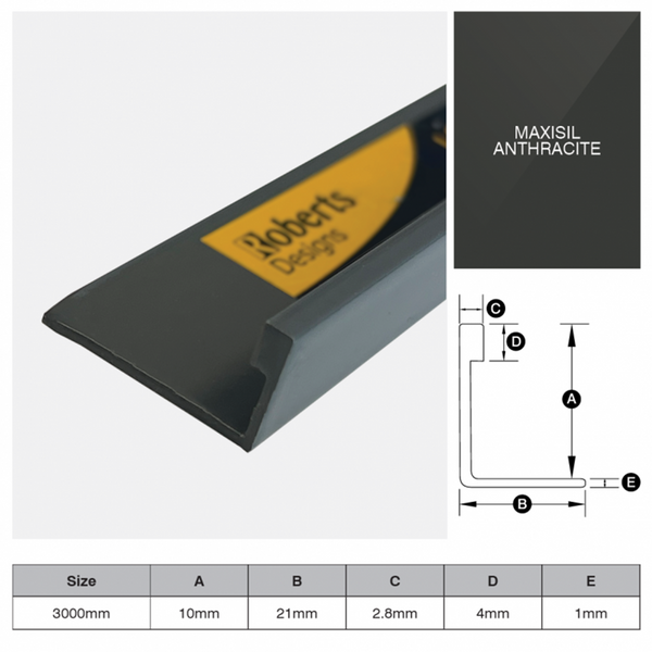 L Shape Trim Aluminium 3m - Maxisil Anthracite
