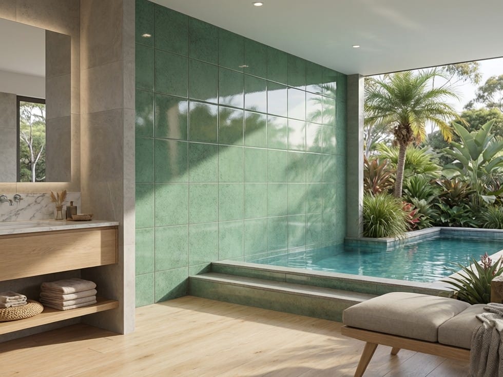 2ATLGNG 60253 ATLANTIS SWIMMING POOL GREEN SMOOTH GLOSS 200X200MM