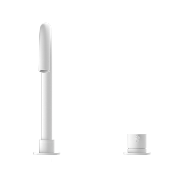 MECCA HOB BASIN MIXER ROUND SWIVEL SPOUT MATTE WHITE (NR221901bMW)