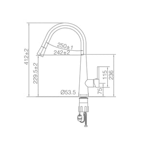 WT 4122BB  JESS Goose Neck Sink Mixer in Brushed Brass