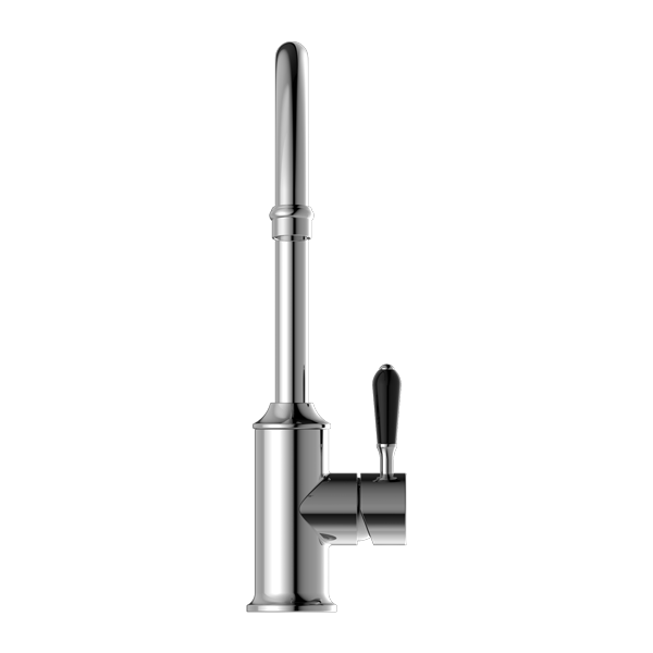 YORK KITCHEN MIXER GOOSENECK SPOUT WITH BLACK PORCELAIN LEVER CHROME (NR69210603CH)
