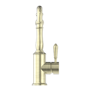 YORK KITCHEN MIXER HOOK SPOUT WITH METAL LEVER AGED BRASS (NR69210702AB)