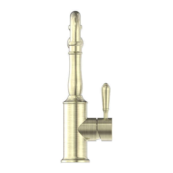 YORK KITCHEN MIXER HOOK SPOUT WITH METAL LEVER AGED BRASS (NR69210702AB)