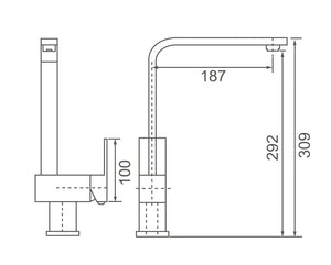 WT 9126BK  ACQUA Sink Mixer in Matt Black
