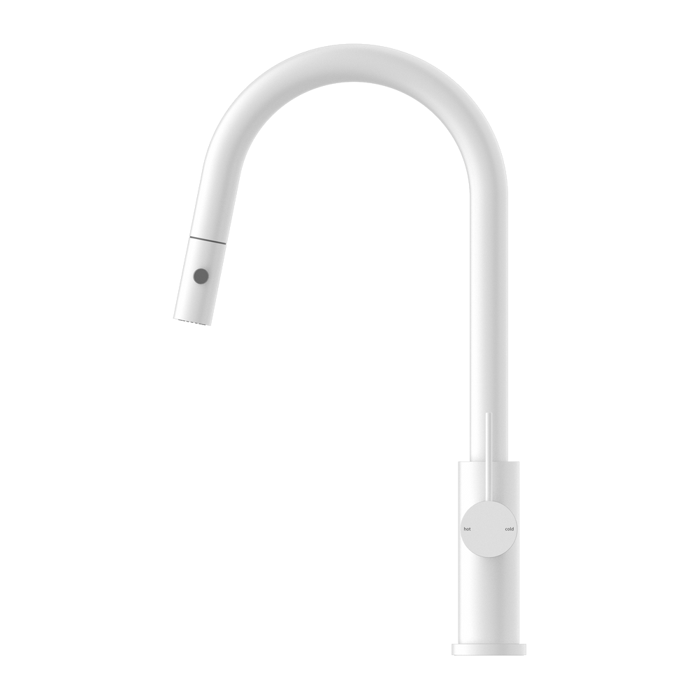 MECCA PULL OUT SINK MIXER WITH VEGIE SPRAY FUNCTION MATTE WHITE (NR221908MW)
