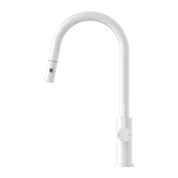MECCA PULL OUT SINK MIXER WITH VEGIE SPRAY FUNCTION MATTE WHITE (NR221908MW)