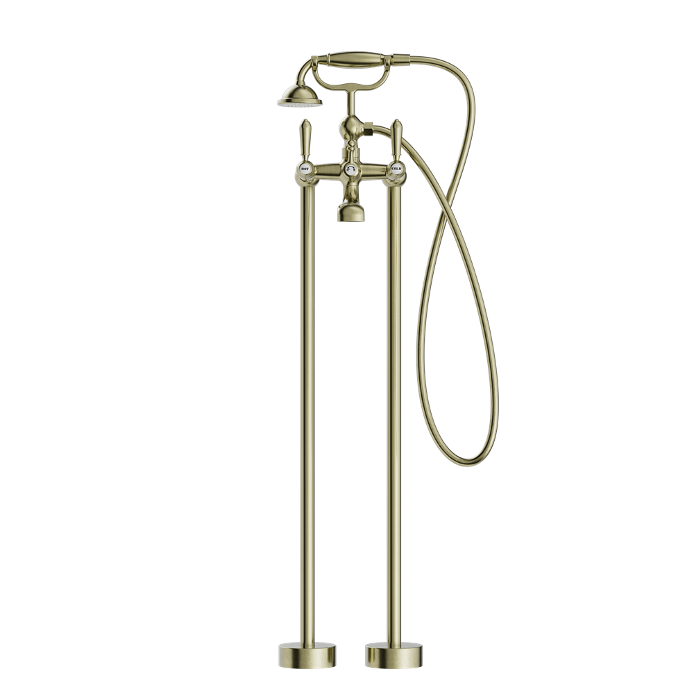 YORK FREESTANDING BATH SET WITH METAL HAND SHOWER AGED BRASS (NR692103a02AB)