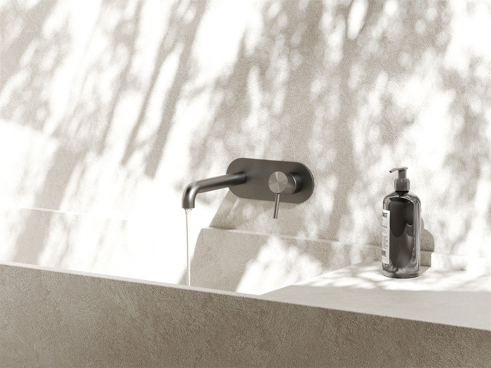 Zen SS316L Wall Basin/Bath Mixer 185/230mm Spout Graphite