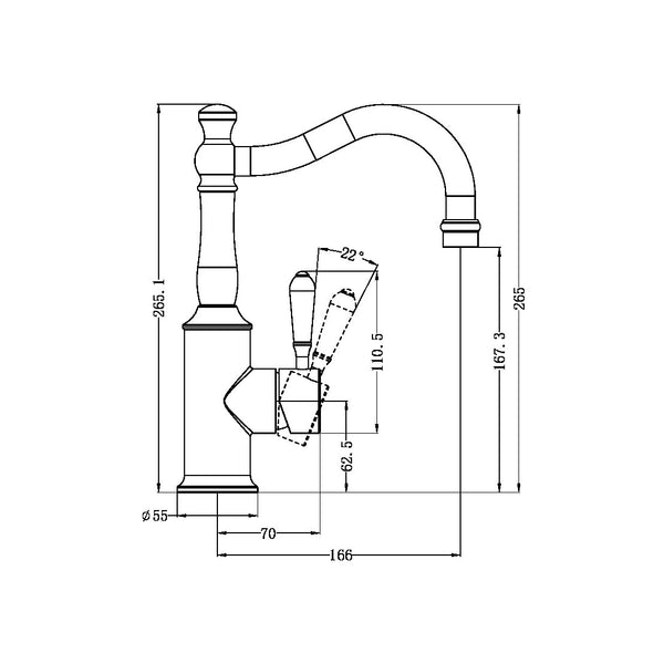York Basin Mixer Hook Spout With Metal Lever Brushed Nickel (NR69210202BN)