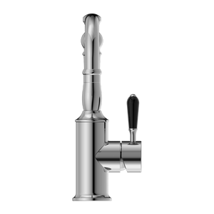 YORK BASIN MIXER HOOK SPOUT WITH BLACK PORCELAIN LEVER CHROME (NR69210203CH)