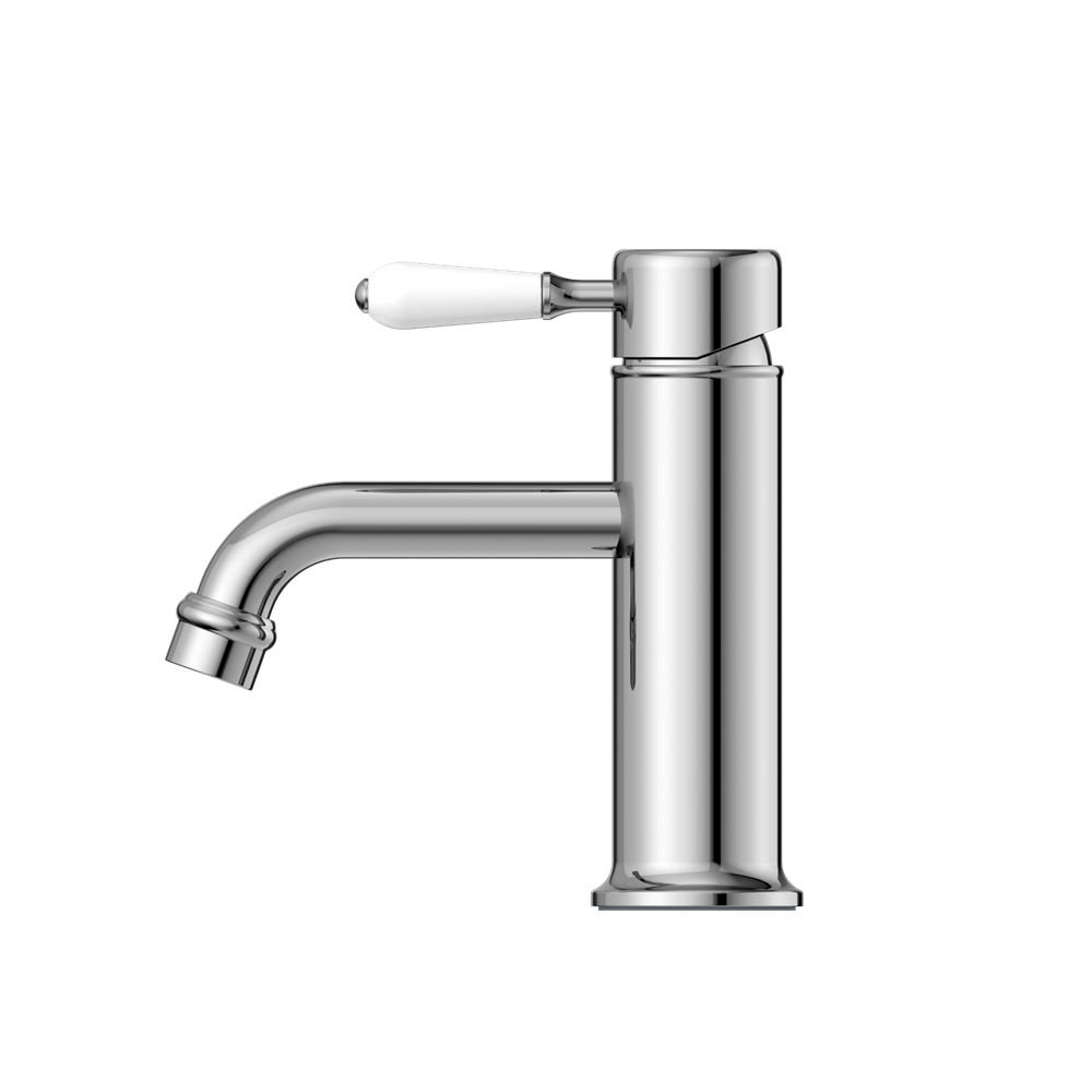 YORK STRAIGHT BASIN MIXER WITH WHITE PORCELAIN LEVER CHROME (NR692101b01CH)