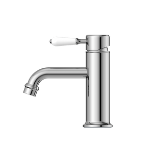 YORK STRAIGHT BASIN MIXER WITH WHITE PORCELAIN LEVER CHROME (NR692101b01CH)