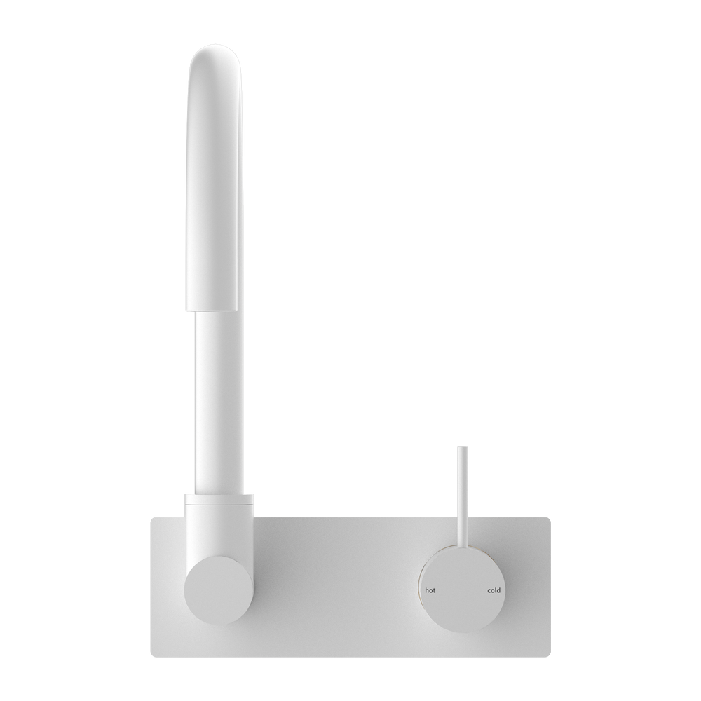 MECCA WALL BASIN/BATH MIXER SWIVEL SPOUT HANDLE UP MATTE WHITE (NR221910PMW)
