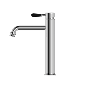 YORK STRAIGHT TALL BASIN MIXER WITH BLACK PORCELAIN LEVER CHROME (NR692101a03CH)