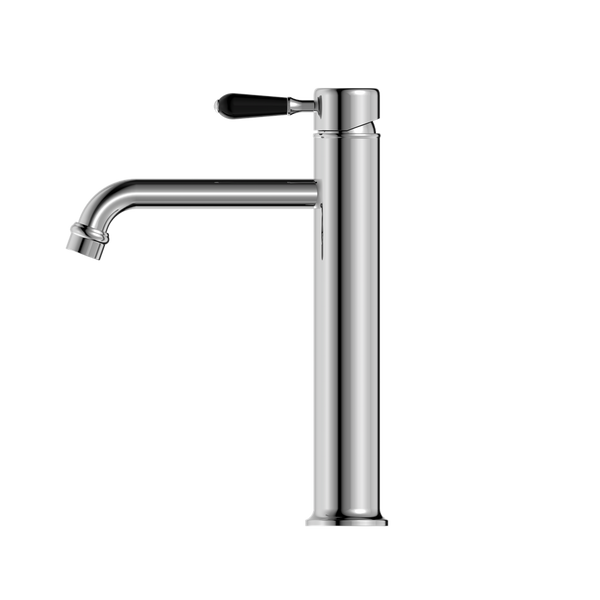 YORK STRAIGHT TALL BASIN MIXER WITH BLACK PORCELAIN LEVER CHROME (NR692101a03CH)