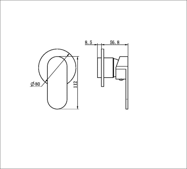ECCO SHOWER MIXER 80MM ROUND PLATE BRUSHED GOLD (NR301311DBG)