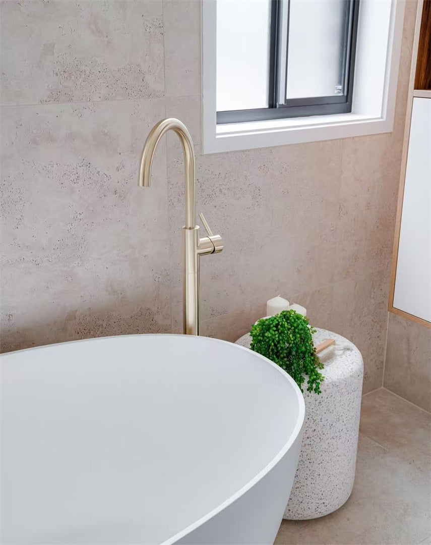 MECCA FREESTANDING BATH MIXER BRUSHED GOLD (NR210903a01BG)