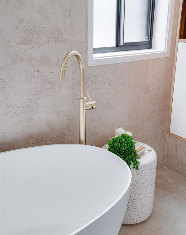 MECCA FREESTANDING BATH MIXER BRUSHED GOLD (NR210903a01BG)