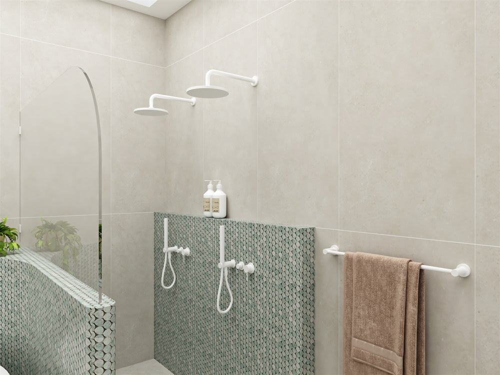 MECCA SHOWER MIXER DIVERTOR SYSTEM SEPARATE BACK PLATE MATTE WHITE (NR221912FMW)