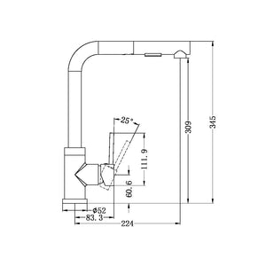 PULL OUT SINK MIXER WITH VEGIE SPRAY FUNCTION CHROME (NR311808CH)