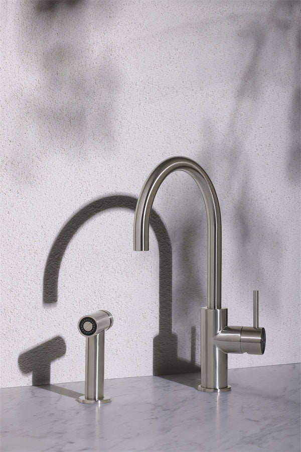 Zen SS316L Kitchen Mixer With Hand Spray Brushed Nickel (NR162208BN)