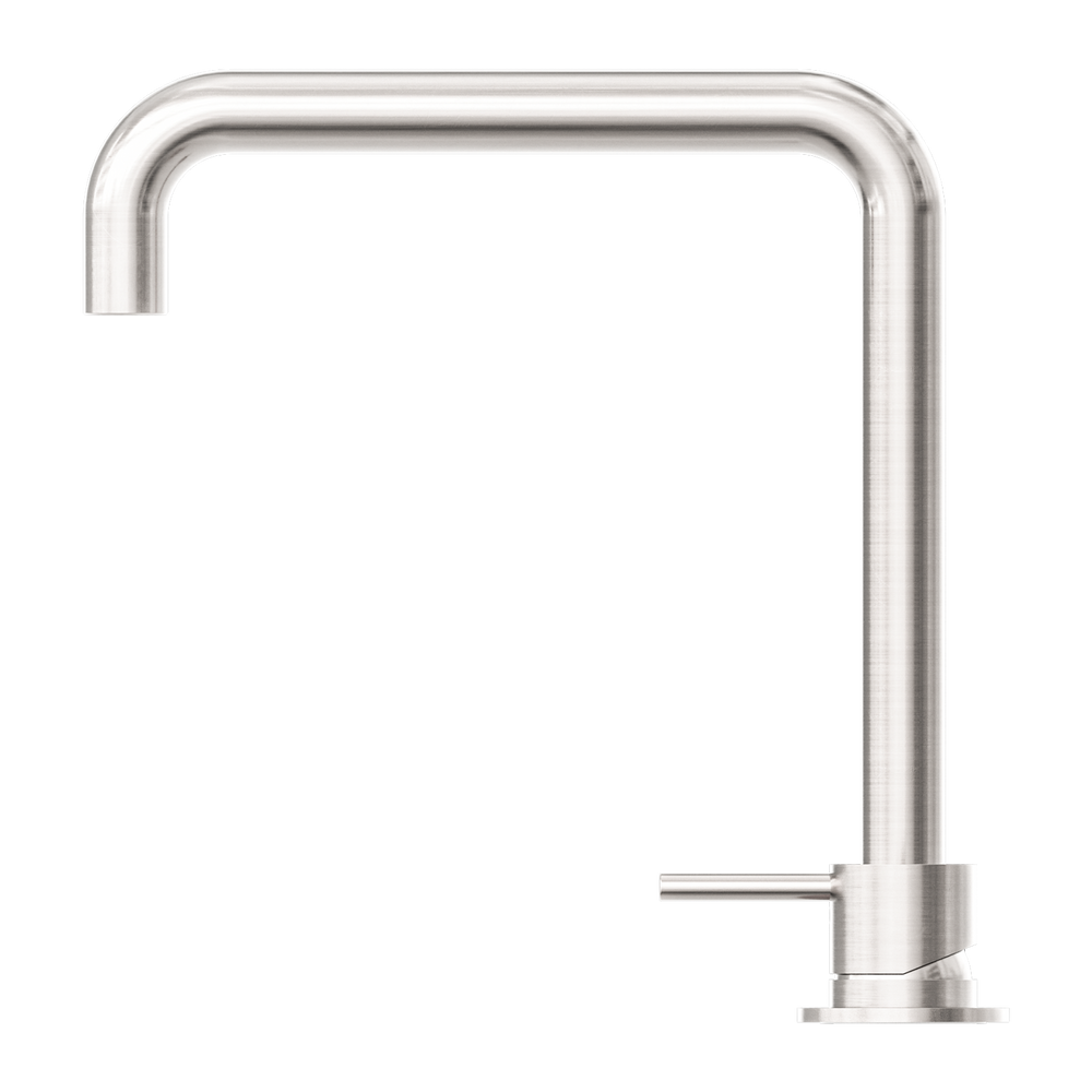 MECCA HOB BASIN MIXER SQUARE SWIVEL SPOUT BRUSHED NICKEL (NR221901cBN)