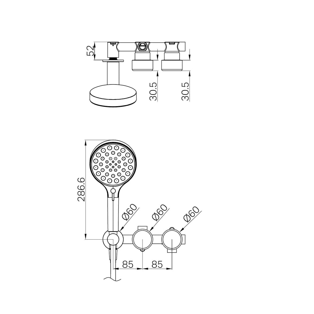 SERENITY PROGRESSIVE SHOWER SYSTEM WITH METAL HANDLE AND SERENITY HAND SHOWER MATTE BLACK (24E030MB)