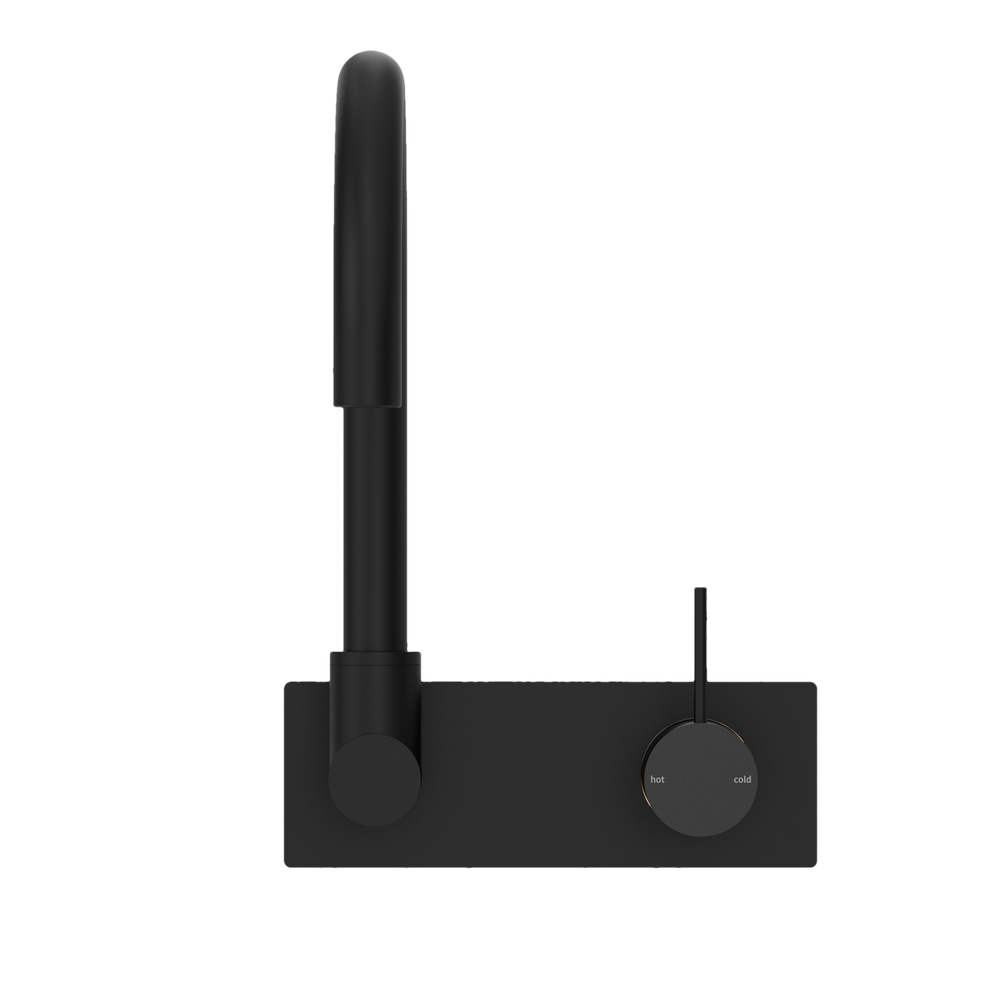 MECCA WALL BASIN/BATH MIXER SWIVEL SPOUT HANDLE UP MATTE BLACK (NR221910PMB)