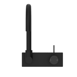 MECCA WALL BASIN/BATH MIXER SWIVEL SPOUT HANDLE UP MATTE BLACK (NR221910PMB)