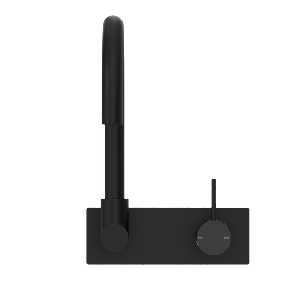 MECCA WALL BASIN/BATH MIXER SWIVEL SPOUT HANDLE UP MATTE BLACK (NR221910PMB)