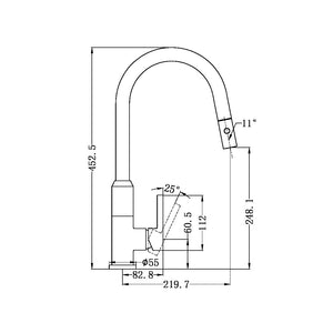 PEARL PULL OUT SINK MIXER WITH VEGIE SPRAY FUNCTION CHROME WHITE (NR231708CW)